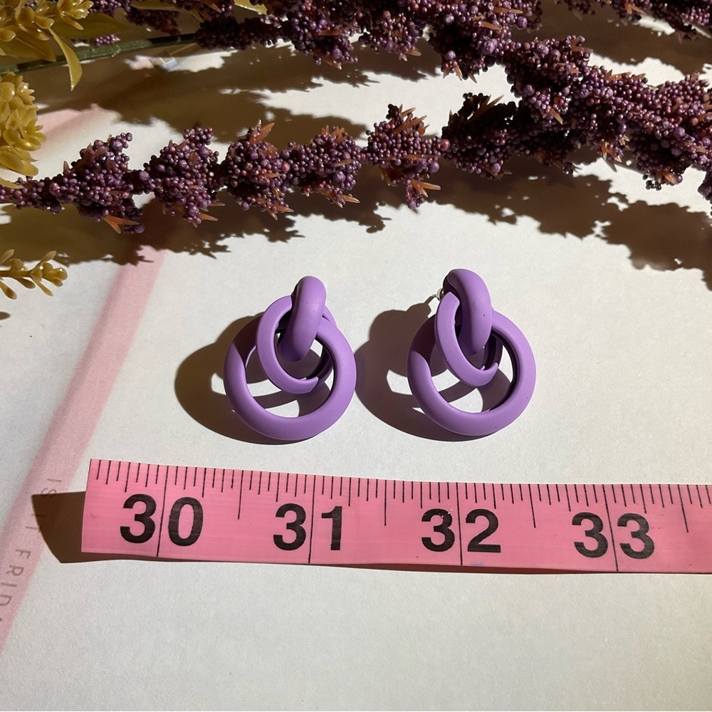 Lilac Knotted Stud Earrings - Picture 3 of 4